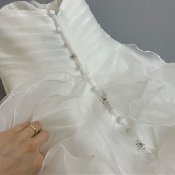 Allure Bridals Wedding Dress Strapless Cascading Tulle Layers Jeweled Beads Gown - Picture 7 of 13